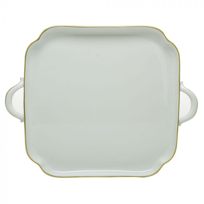 Herend Golden Edge, Square Tray with Handles