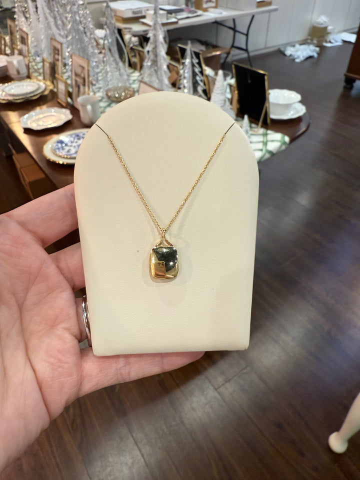 18KY Gold Mini Pillow Cushion Shape Locket With Double Sided Bee Charm