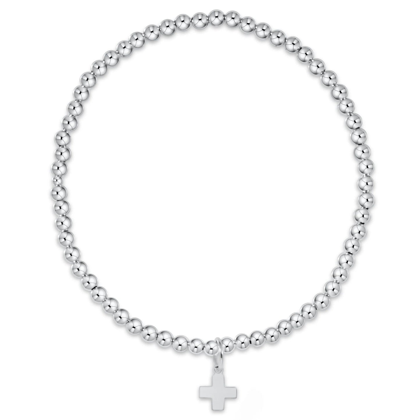 enewton Classic Sterling 3mm Bead Bracelet - Signature Cross Sterling Charm