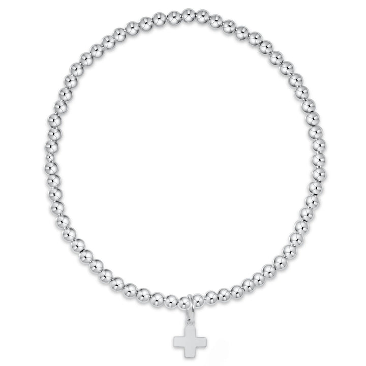 enewton Classic Sterling 3mm Bead Bracelet - Signature Cross Sterling Charm