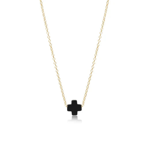 16" Necklace Gold- Signature Cross Small