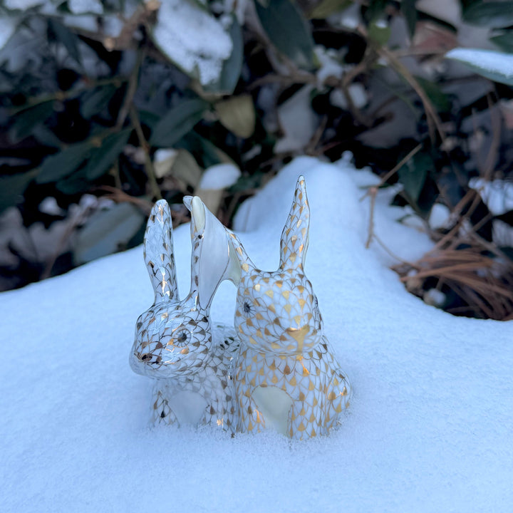 Herend Twisted Bunnies, Limited Edition Gold and Platinum Fishscale
