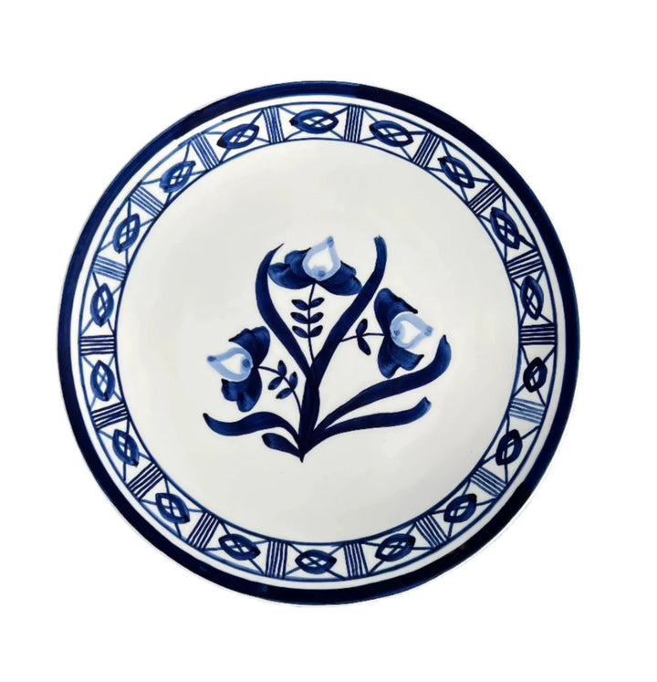 Provvista Lisbon Dinner Plate with Floral Center and Filigree Rim