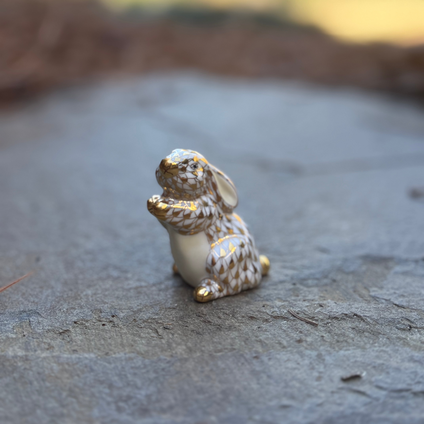 Herend Pudgy Bunny, Limited Edition Gold Fishscale