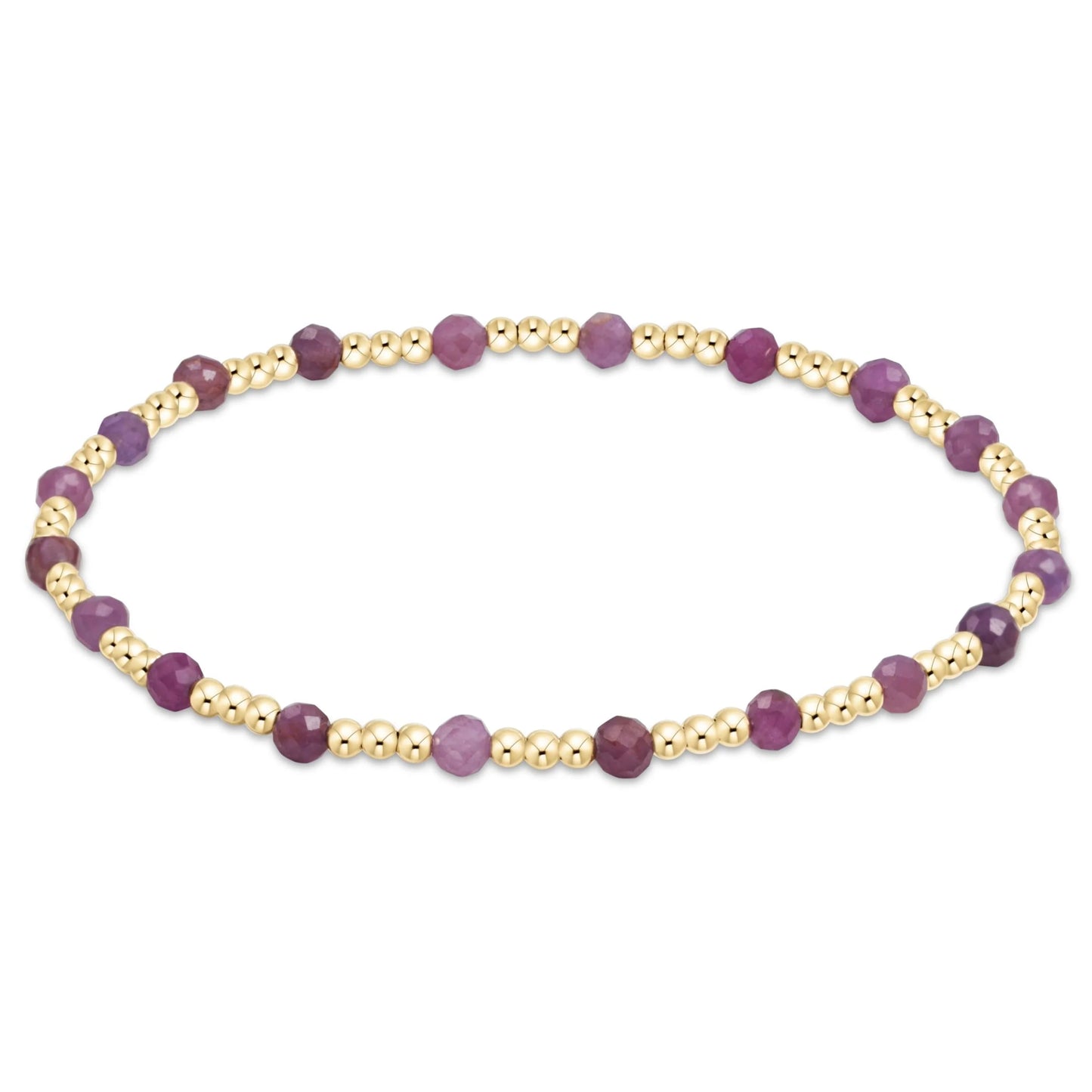 enewton Gemstone Gold Sincerity Pattern 3mm Bead Bracelet - Ruby