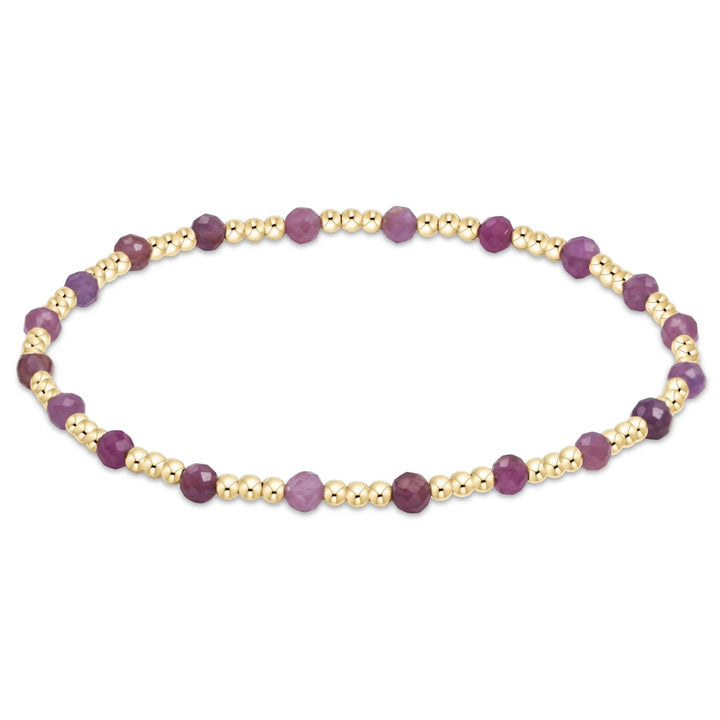 enewton Gemstone Gold Sincerity Pattern 3mm Bead Bracelet - Ruby