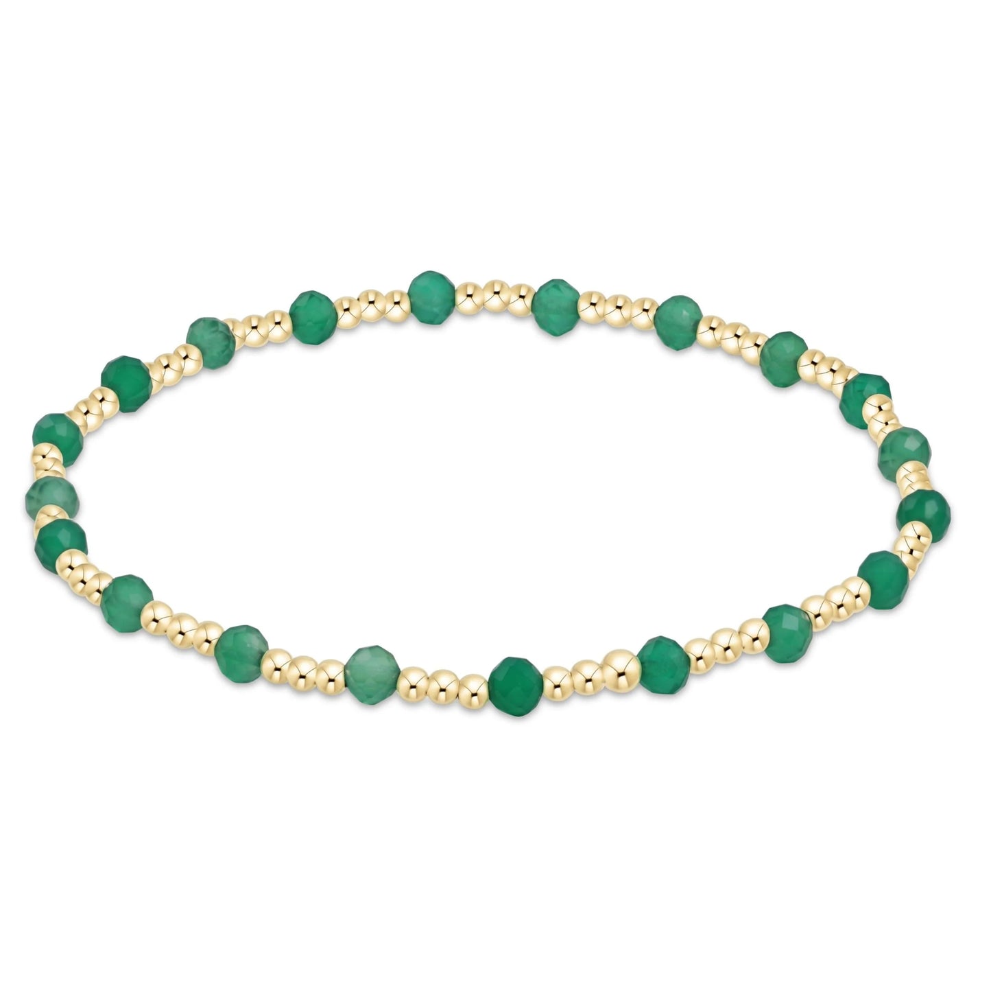 enewton Gemstone Gold Sincerity Pattern 3mm Bead Bracelet - Green Onyx
