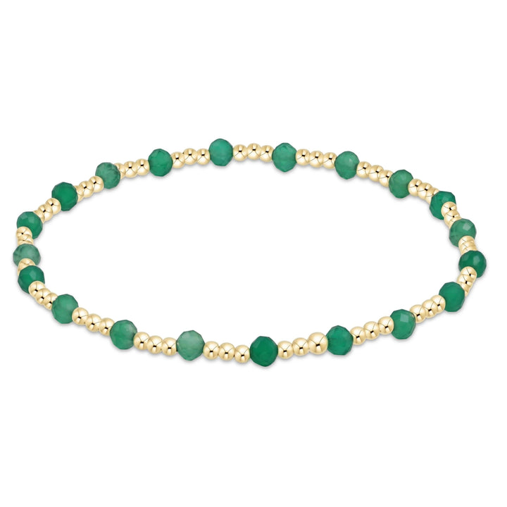 enewton Gemstone Gold Sincerity Pattern 3mm Bead Bracelet - Green Onyx