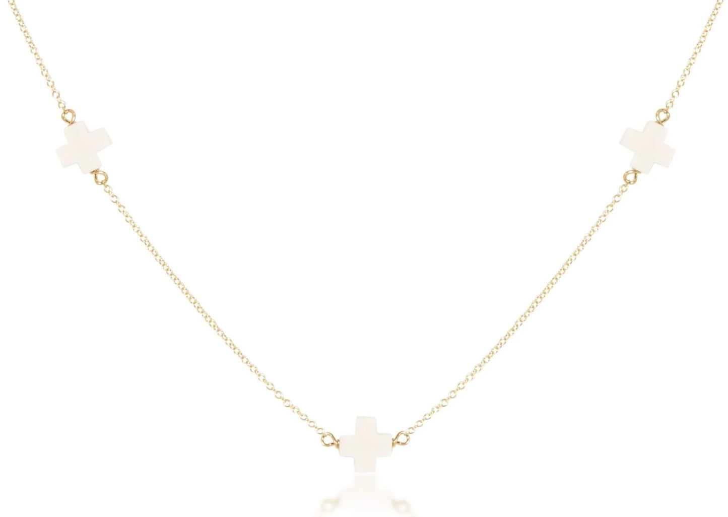 Enewton 15" Choker Simplicity Chain Gold - Signature Cross Off-White