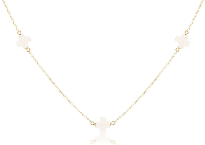 Enewton 15" Choker Simplicity Chain Gold - Signature Cross Off-White
