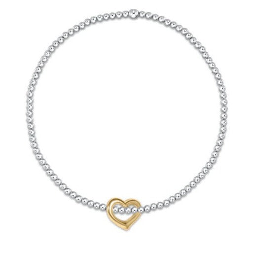 enewton Classic Sterling Mixed Metal 2.5mm Bead Bracelet - Love Gold Charm
