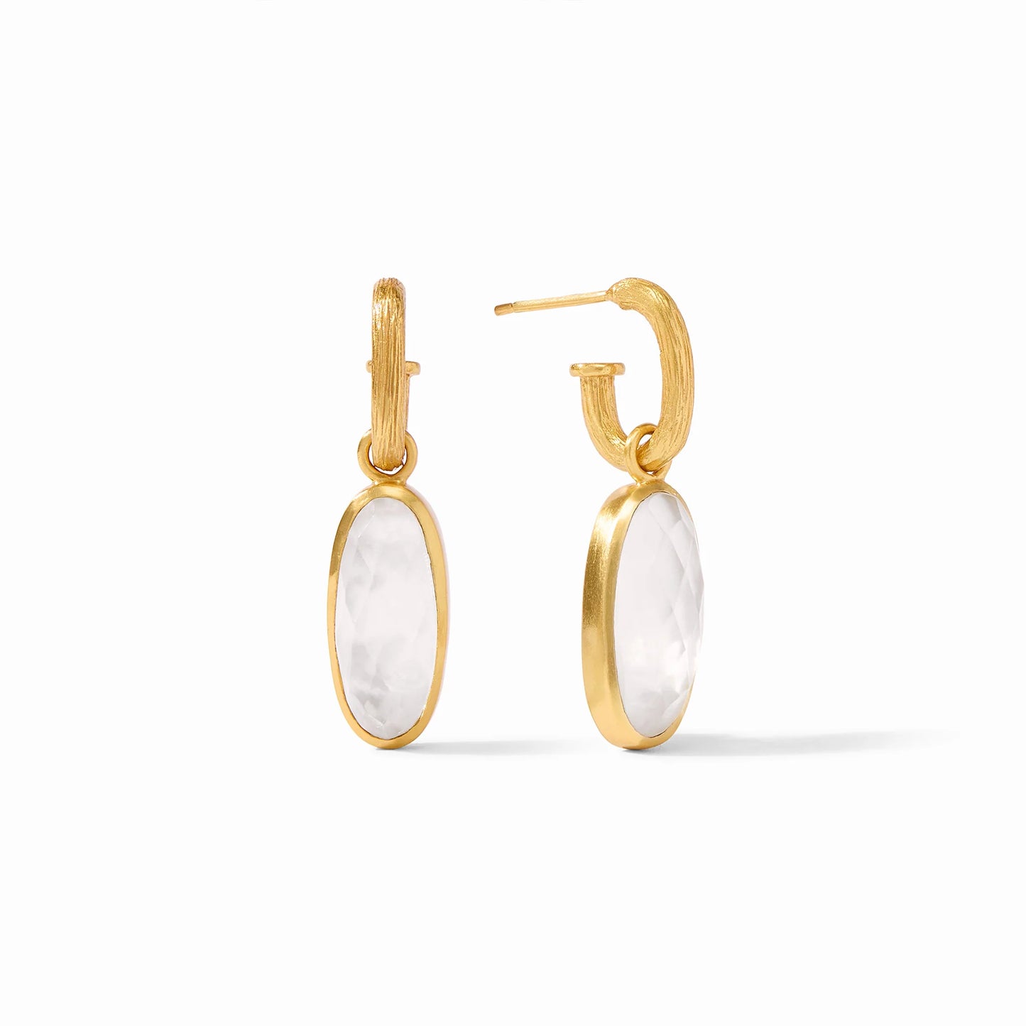 Julie Vos Ivy Hoop and Charm Earring, Clear Crystal