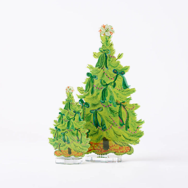 Kimberly Hodges 8 Green Bows Large Acrylic Tree