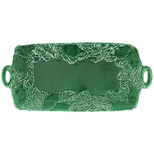 Vietri Lastra Holiday Green Handled Rectangular Platter