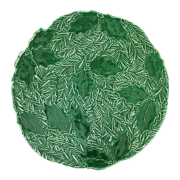 Vietri Lastra Holiday Green Figural Cake Stand