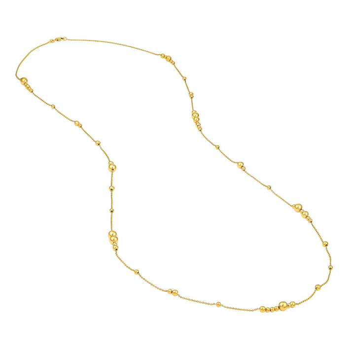 14KY Long Gold Beaded Necklace