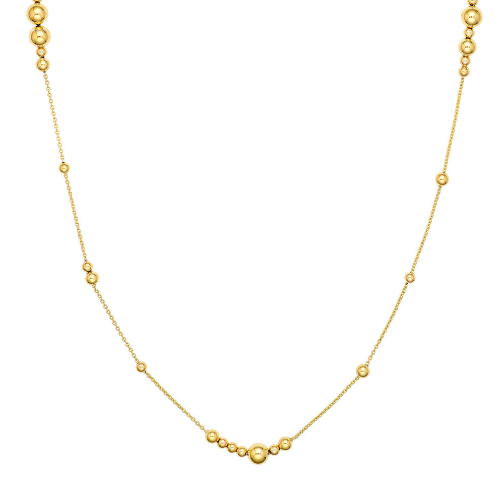 14KY Long Gold Beaded Necklace