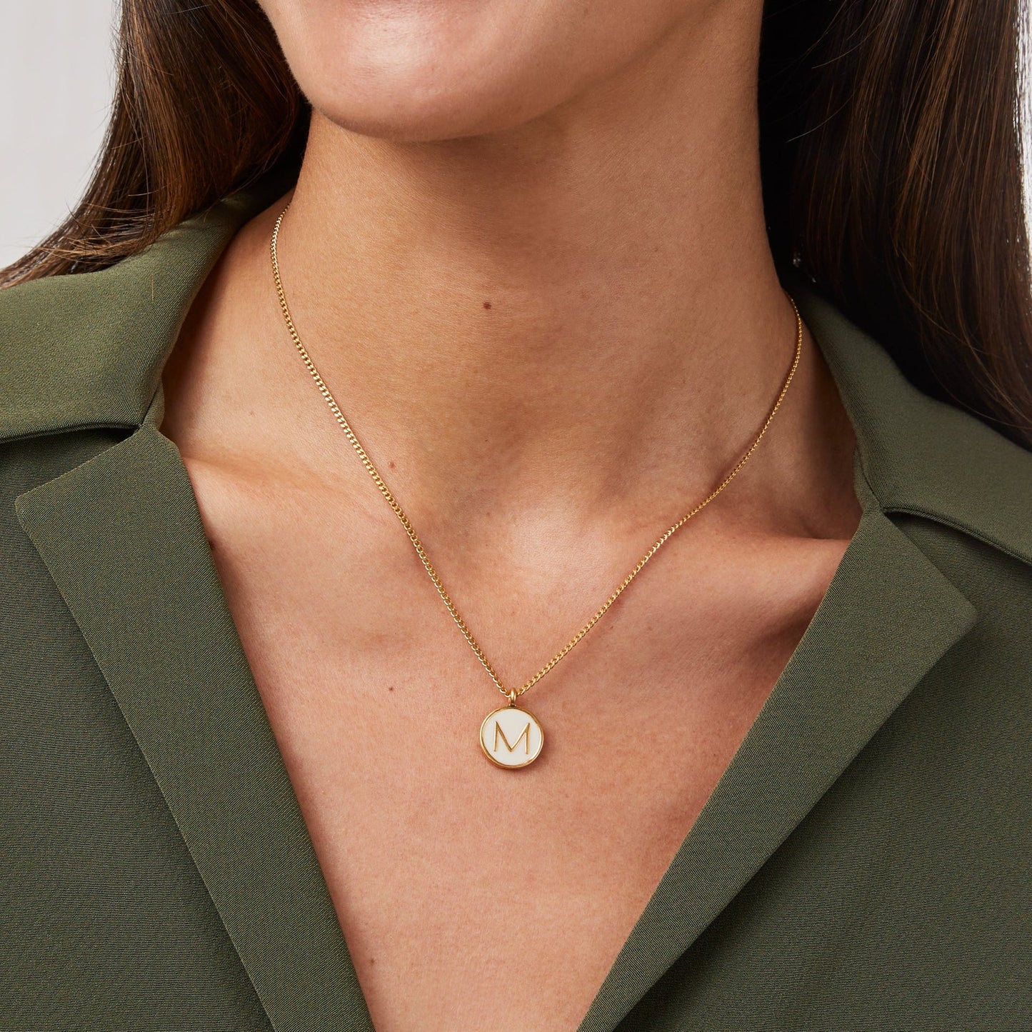 Julie Vos Monogram Solitaire Necklace, Gold Ivory