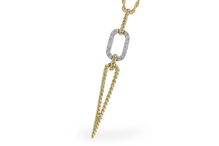 14KYW Two-Tone Diamond Link Drop Pendant Necklace