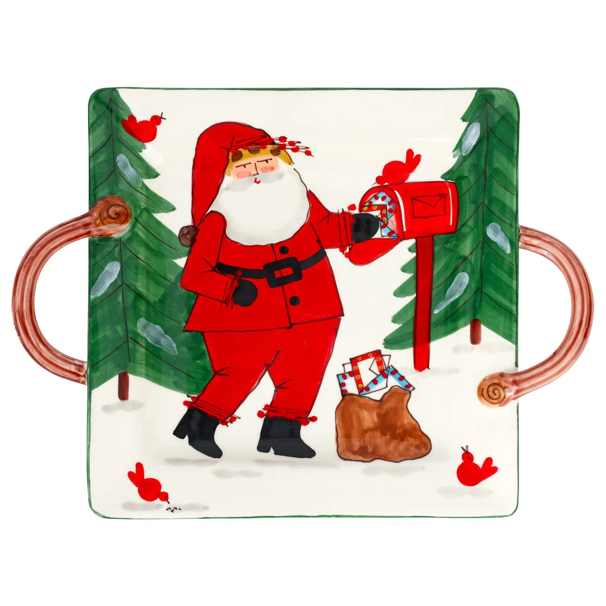 Vietri Old St. Nick Handled Square Platter