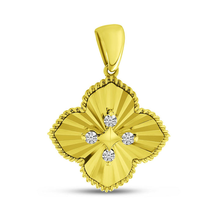 14KY Diamond Fluted Clover Pendant