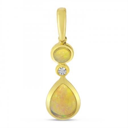 Opal Diamond Drop Pendant
