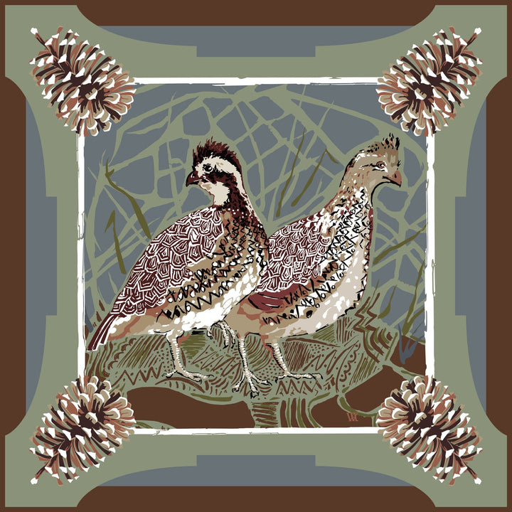 Austin Williams Art Slate Quail Pair Strong Pocket Square