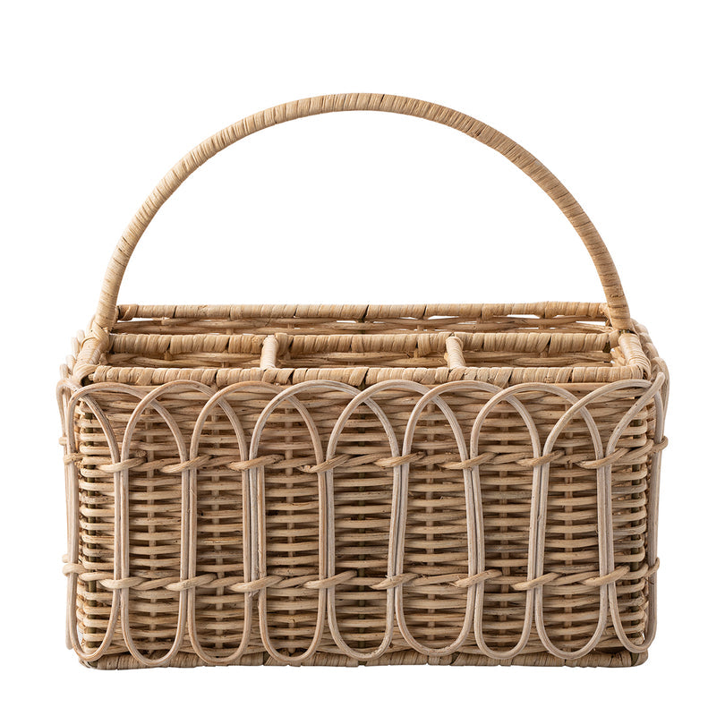 Juliska Provence Rattan Silverware Caddy, Whitewash