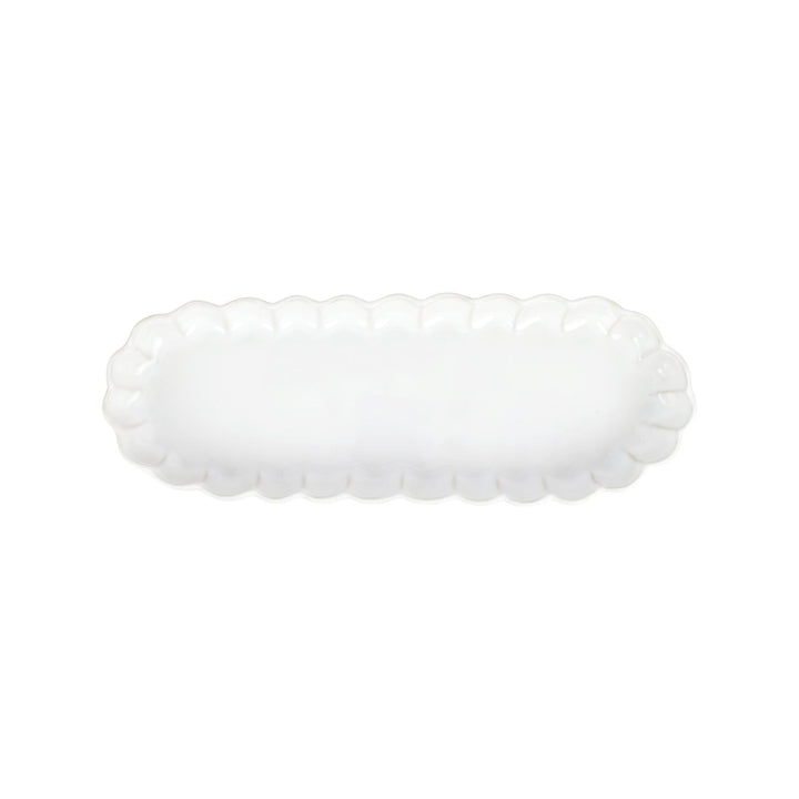Vietri Incanto Stone White Ruffle Oval Tray