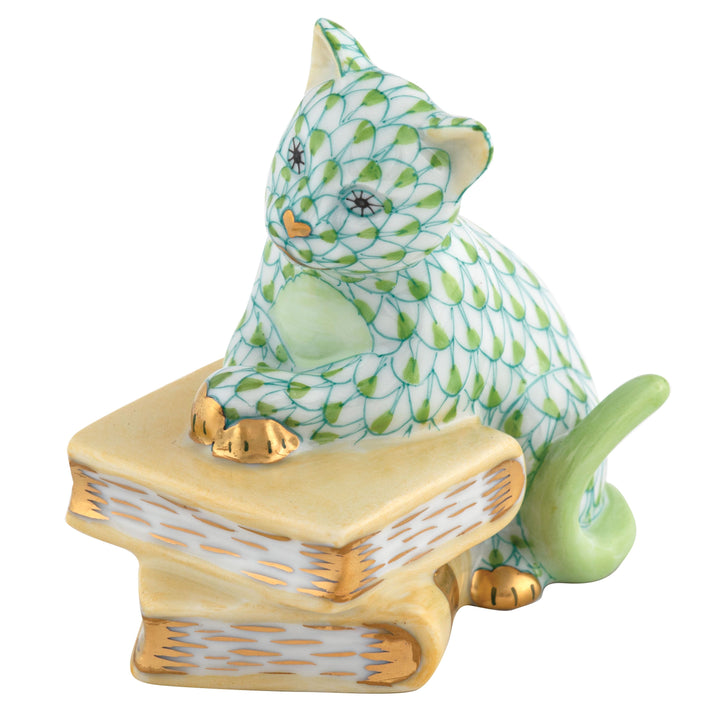 Herend Cat On Books, Keylime
