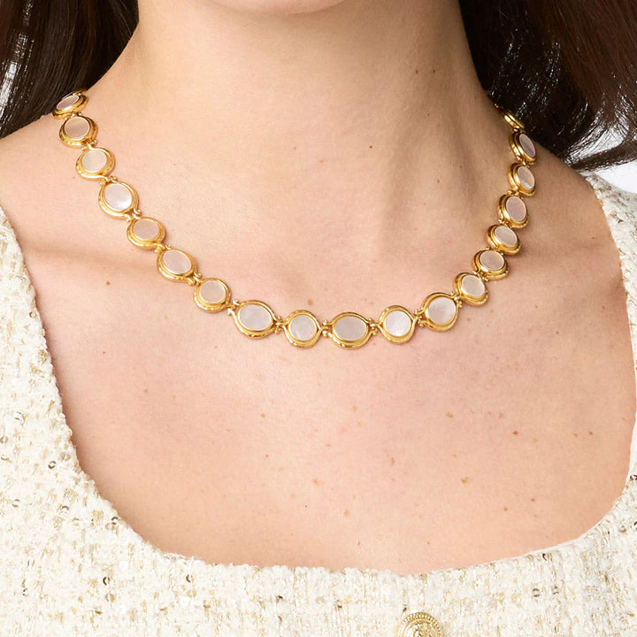 Julie Vos Saratoga Tennis Necklace, Mother of Pearl