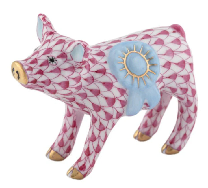 Herend Blue Ribbon Pig
