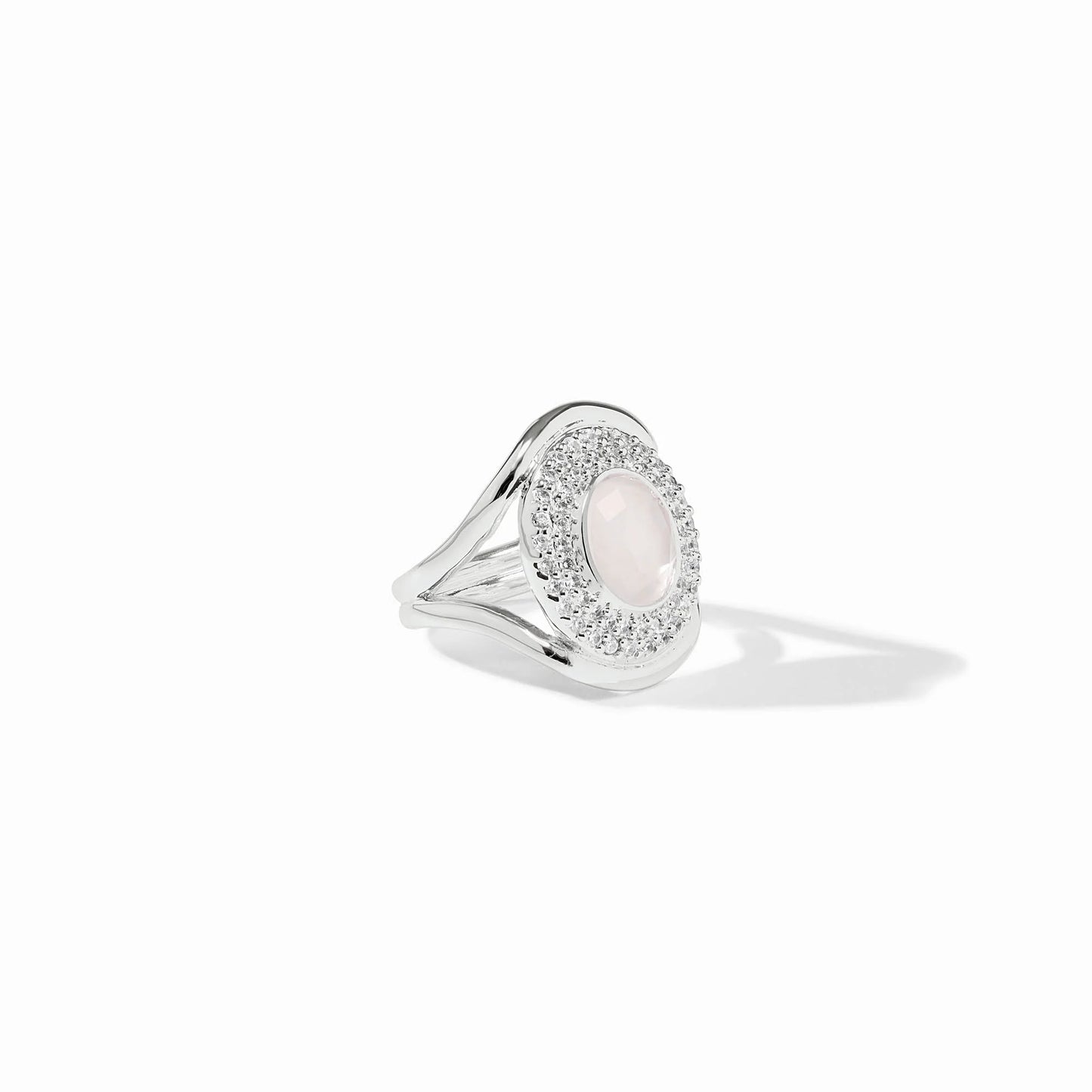 Julie Vos Stardust Statement Ring - Silver, Iridescent Clear Crystal