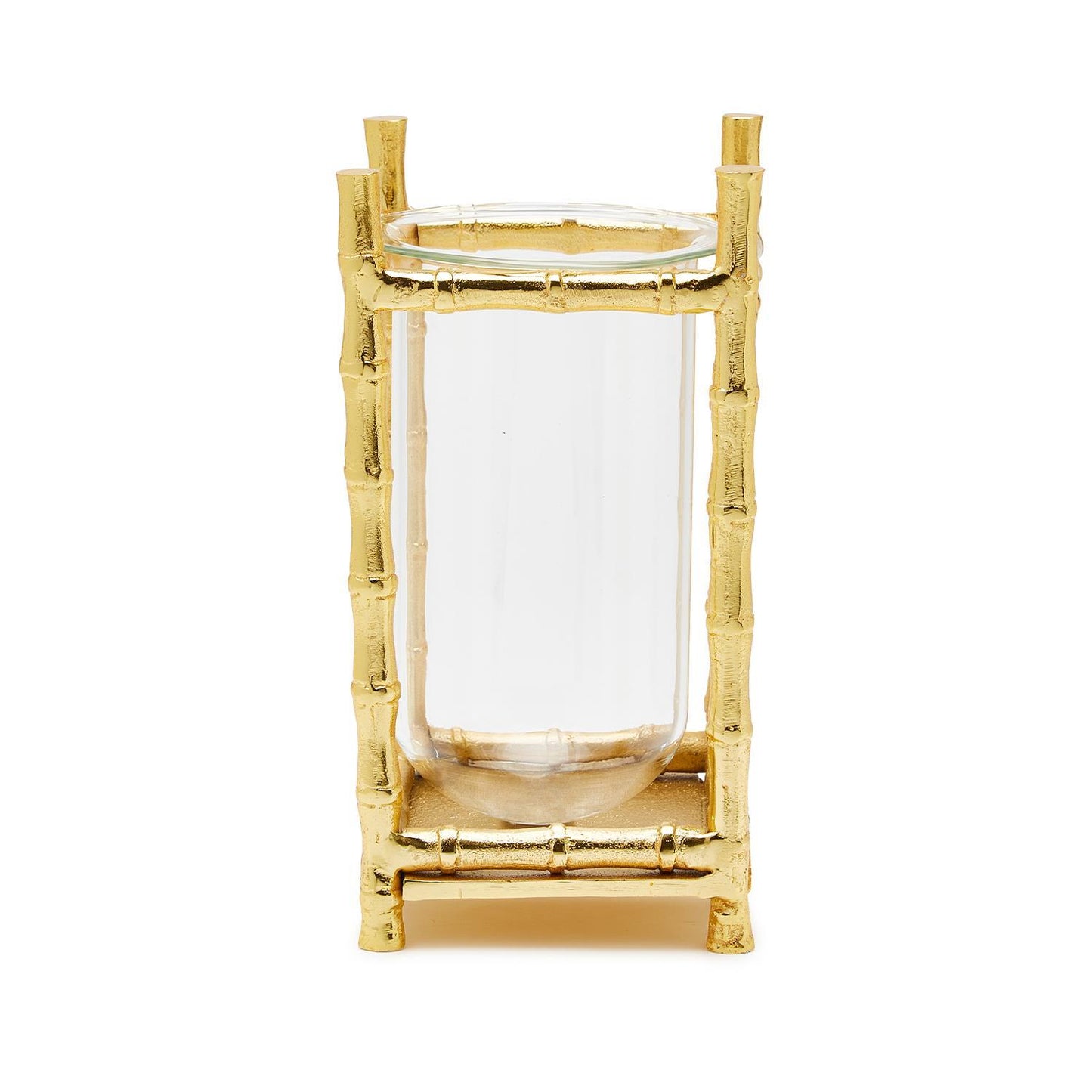 Gold Bamboo Vase with Glass Vessel