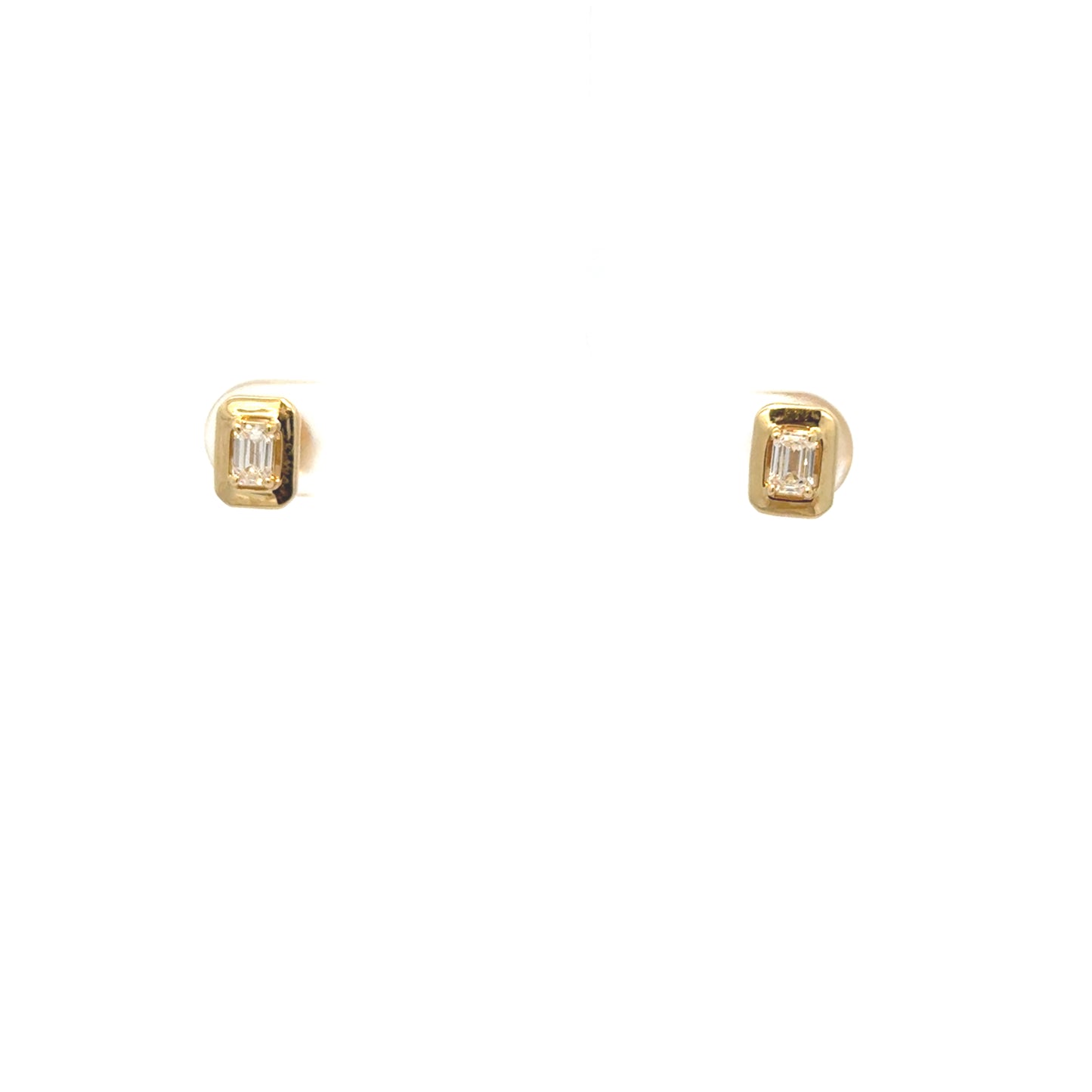 K18YG Baguette Diamond Studs