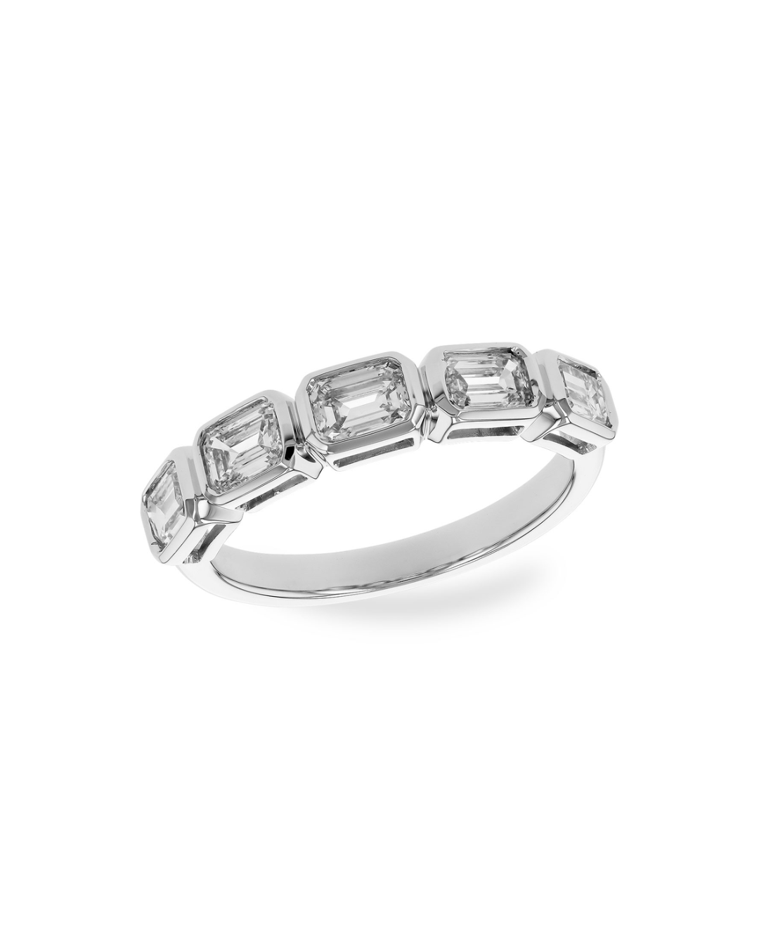 14KW Emerald Cut 4 Diamond Band
