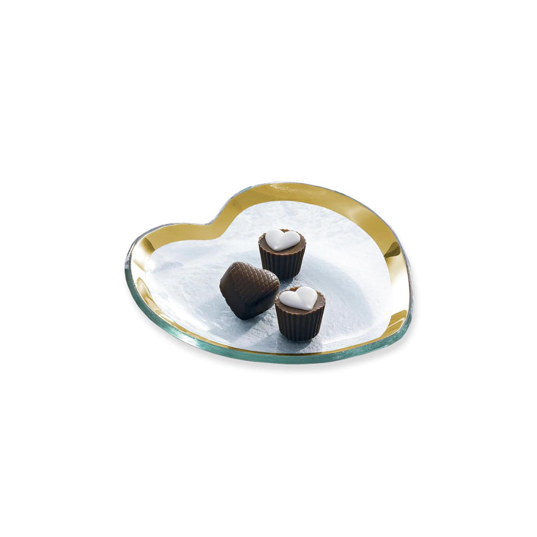 Annieglass Heart Plate, Gold 7"