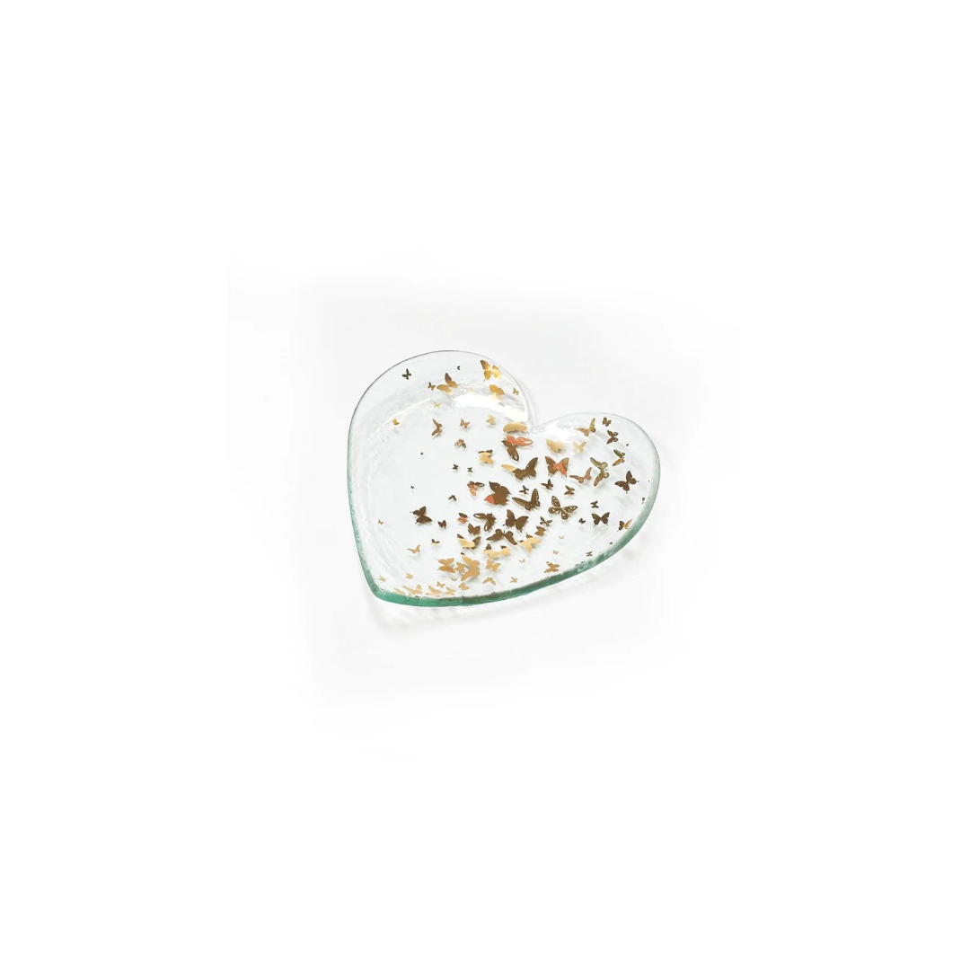 Annieglass Butterfly Heart Plate, Gold 7"