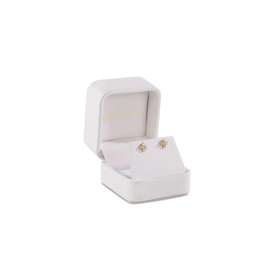 Enewton 14kt Gold and Diamond Signature Cross Studs