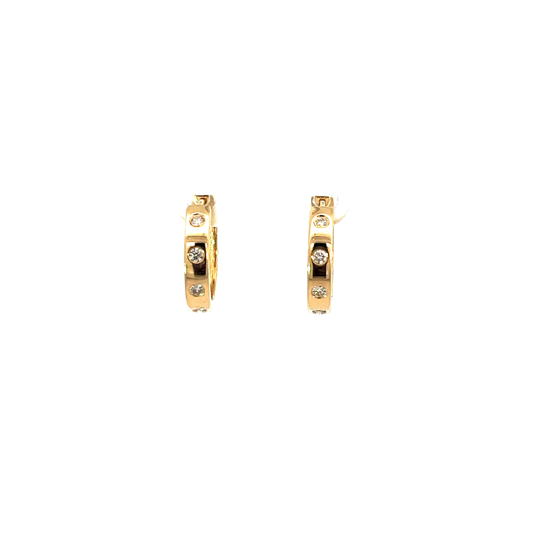 Yellow Gold Four Diamond Huggies