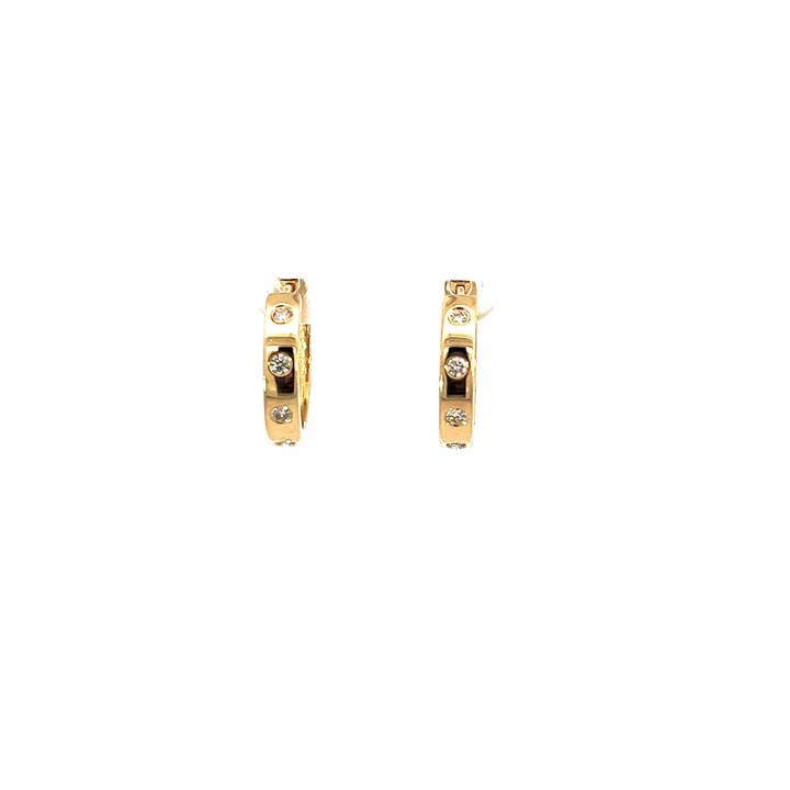 Yellow Gold Four Diamond Huggies