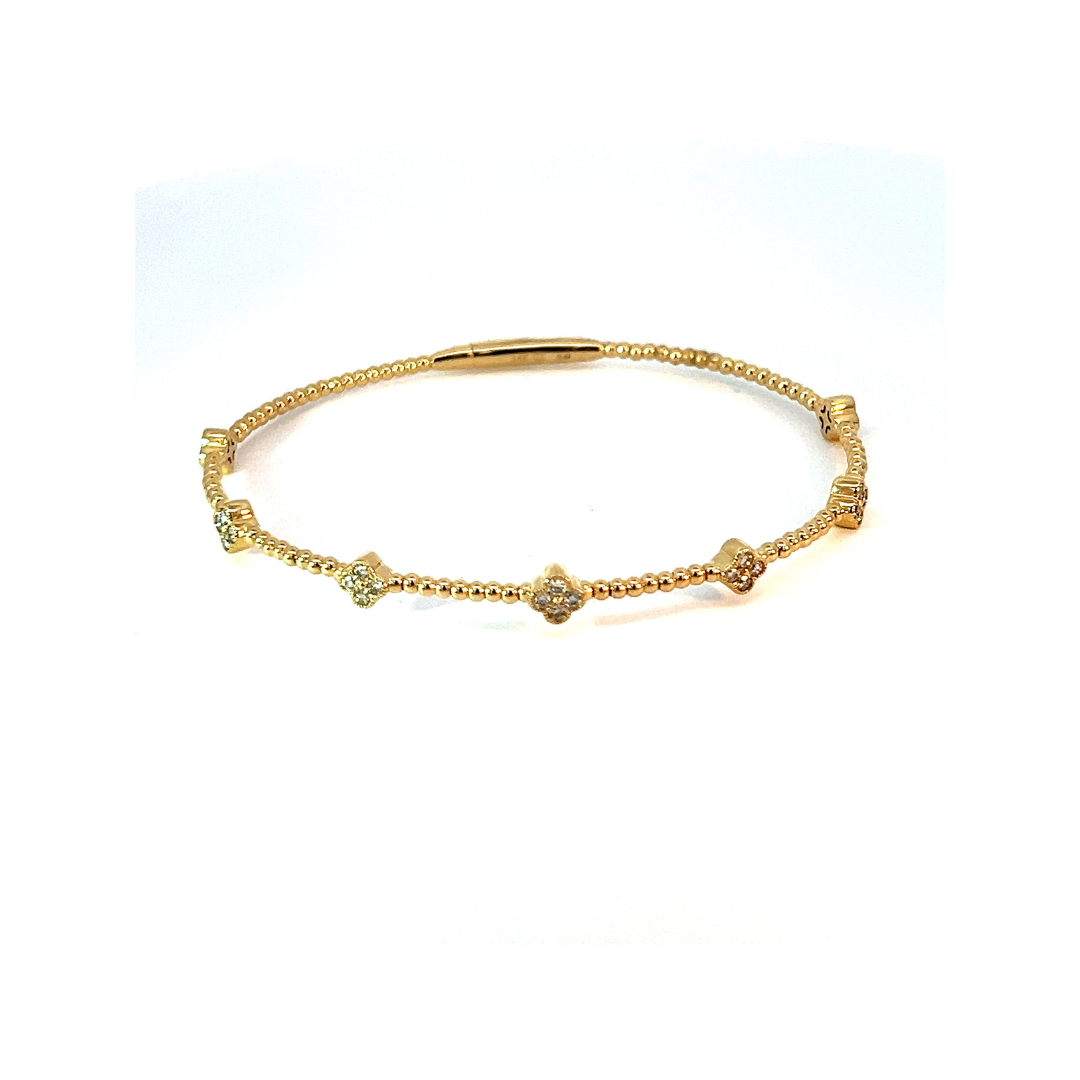Yellow Gold Diamond Clover Bangle
