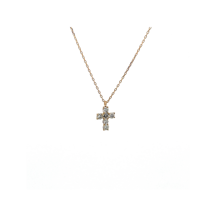 Six Diamond White Gold Cross Necklace