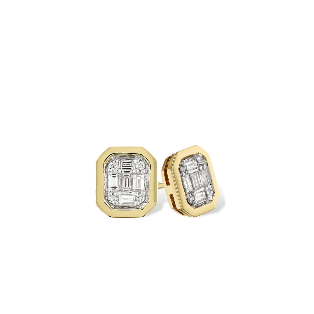 Diamond Baguette Bezel Earrings