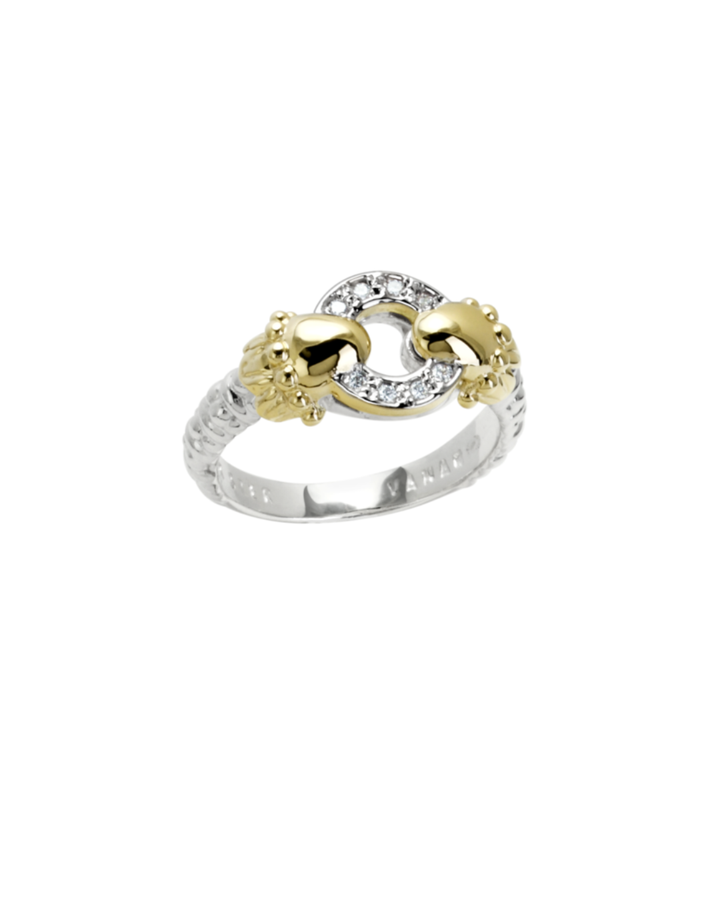 14KYG and Sterling Silver Ring with 0.08 cts