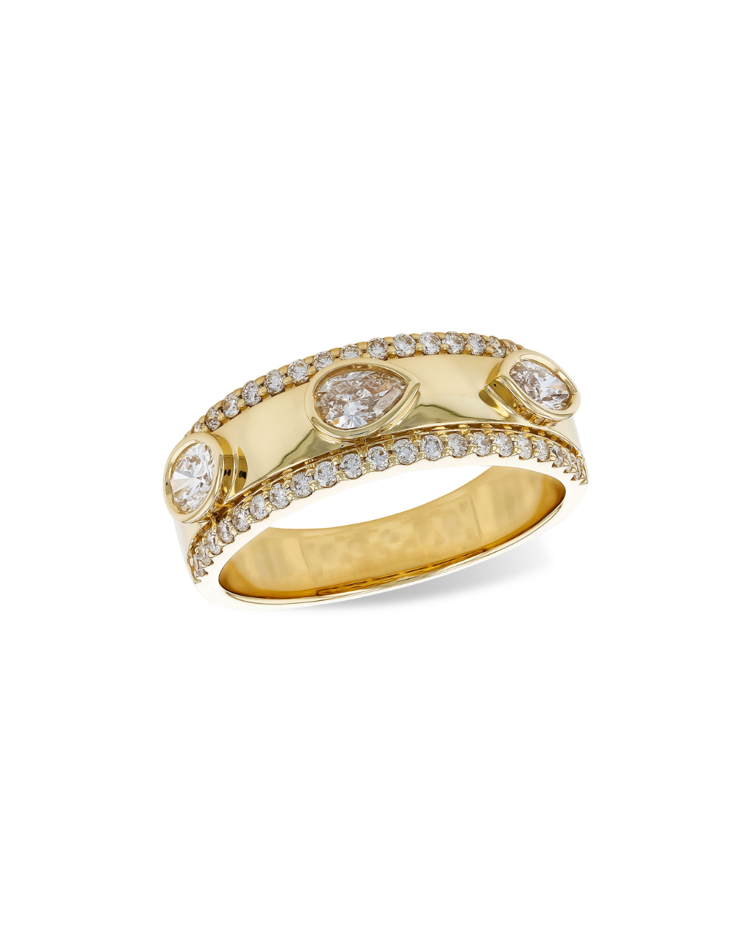 14KY Diamond Band with Alternating Diamond Shapes