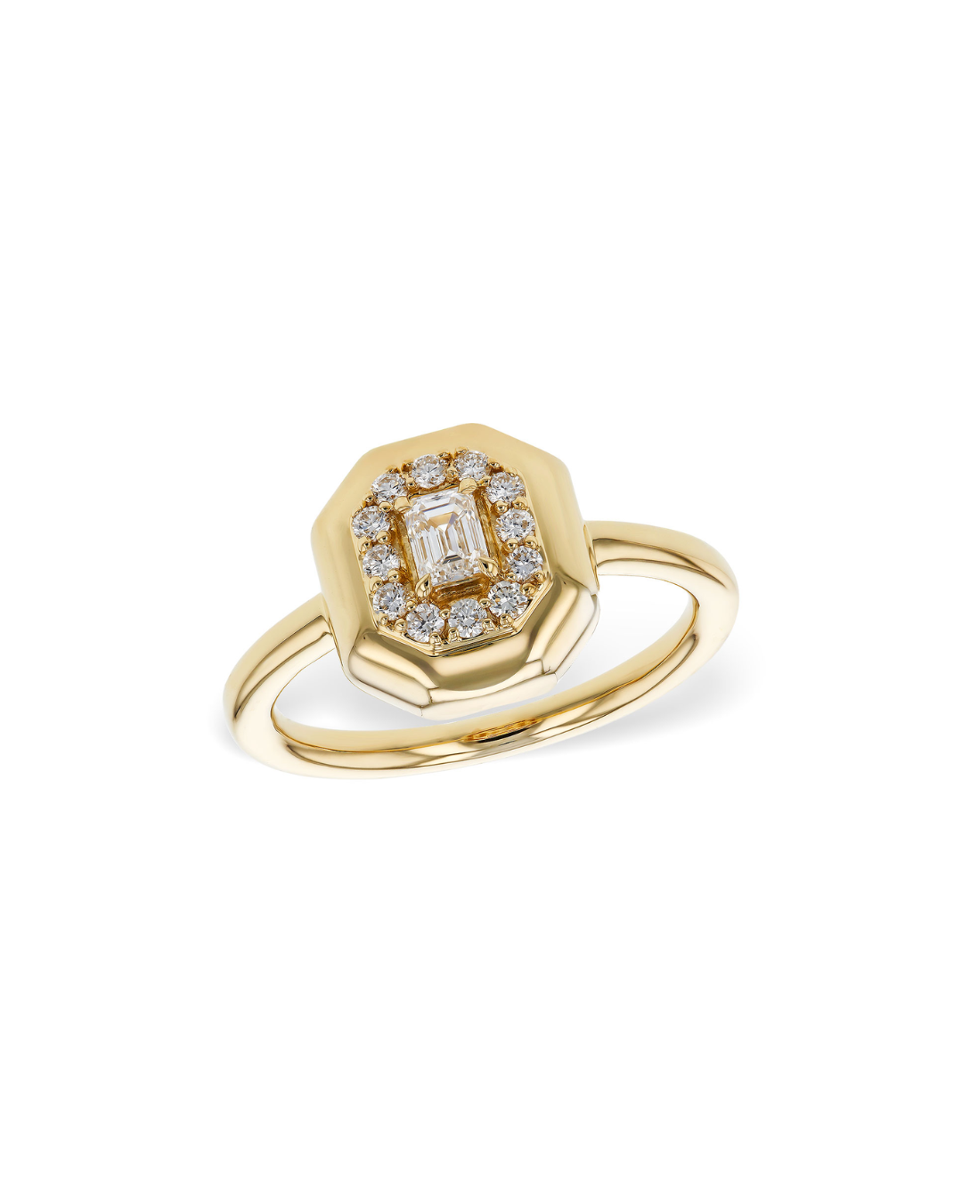 14KY Emerald Cut Diamond Ring
