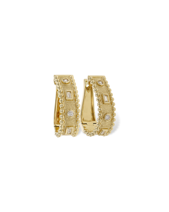 14KY Diamond Diamond Beaded Hoops