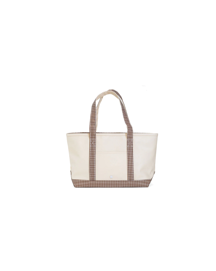 TRVL Medium Tote - Coated Canvas Natural with Gingham