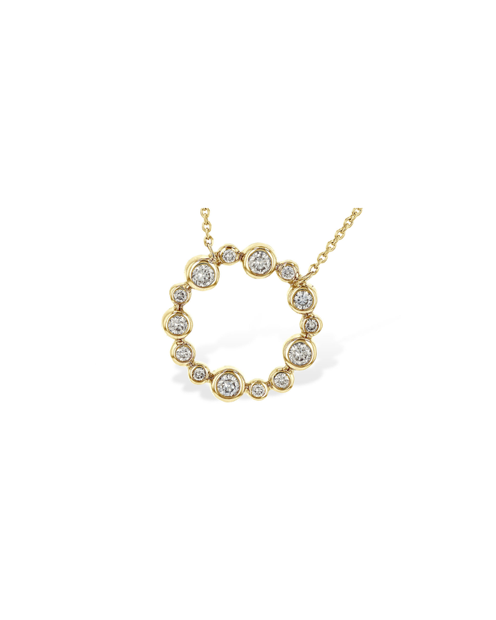14KY Bezeled Diamond Open Circle Necklace